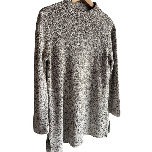J. Jill Mock Neck Marled Green White Pullover Tunic Sweater Cotton Blend Size Me - Picture 6 of 10